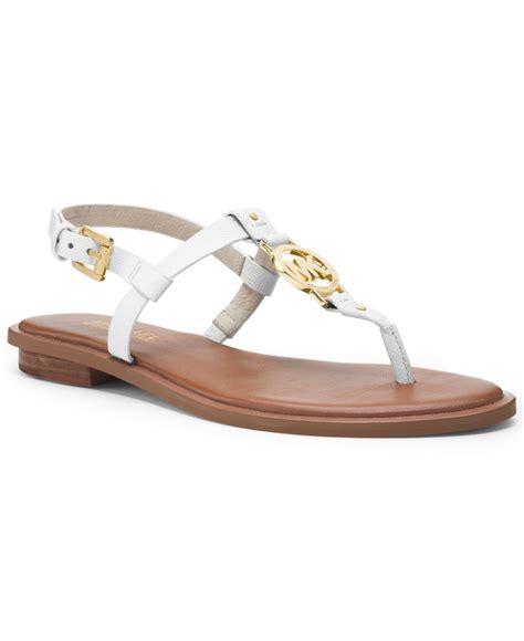 Michael Kors Sondra Leather Thong Sandals, White, Size 8